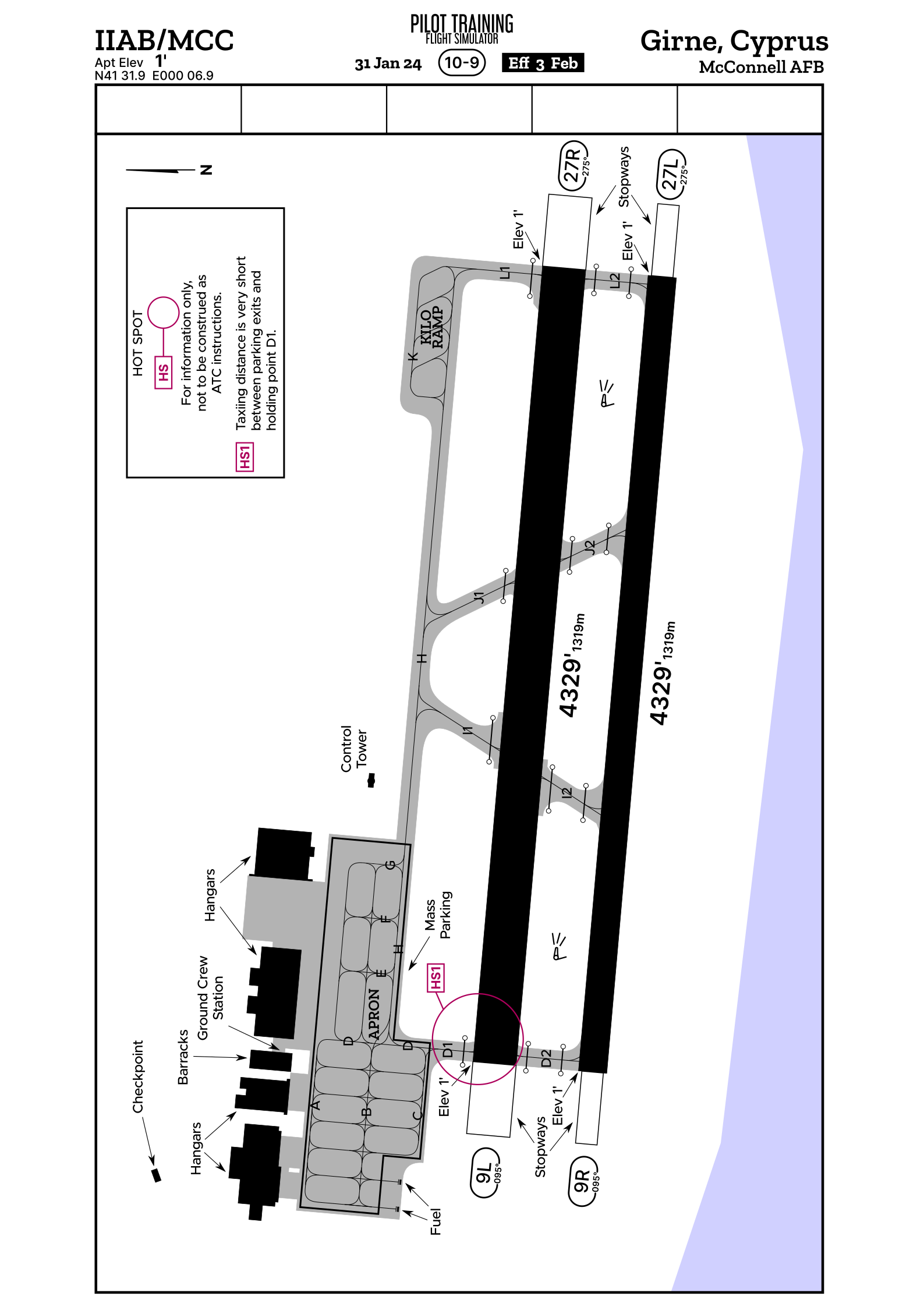 Airport ground chart for the airport IIAB